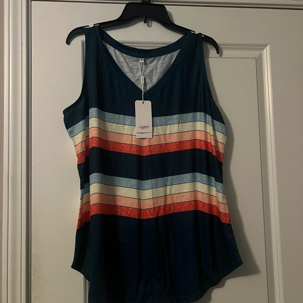 Multi Color Striped Sleeveless Tank Top